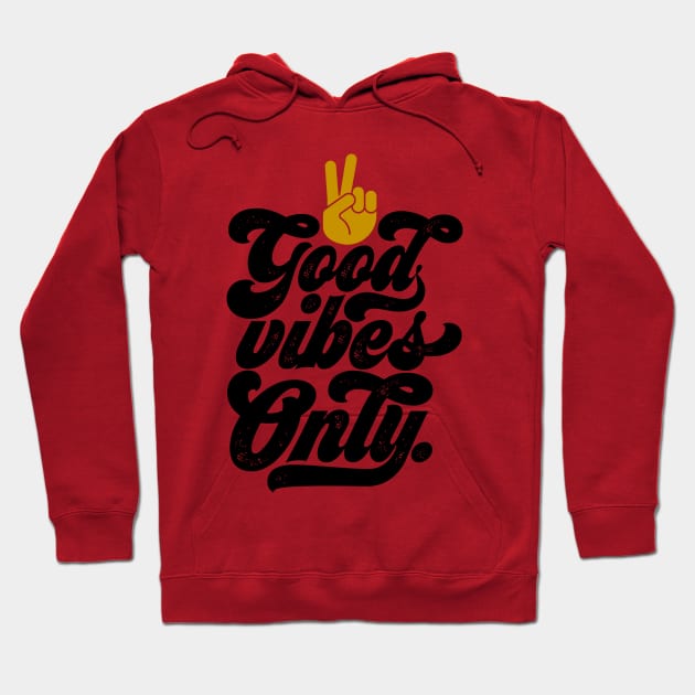 Good Vibes Only (Black and Faux Gold) Hoodie by the love shop